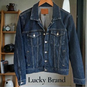 Lucky Brand Blue Denim Jacket. Size Large. Tom Boy Trucker. Dark wash. Like new!